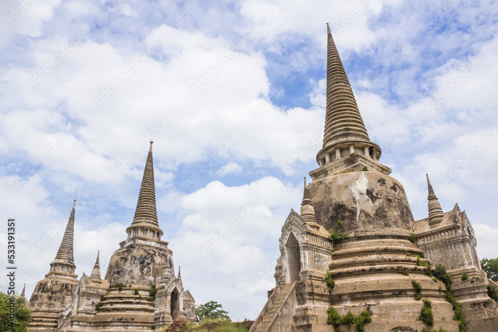Old Temple Architecture , Wat Phra si sanphet at Ayutthaya, Thailand, World Heritage Site Old Temple Architecture , Wat Phra si sanphet at Ayutthaya, Thailand, World Heritage Site