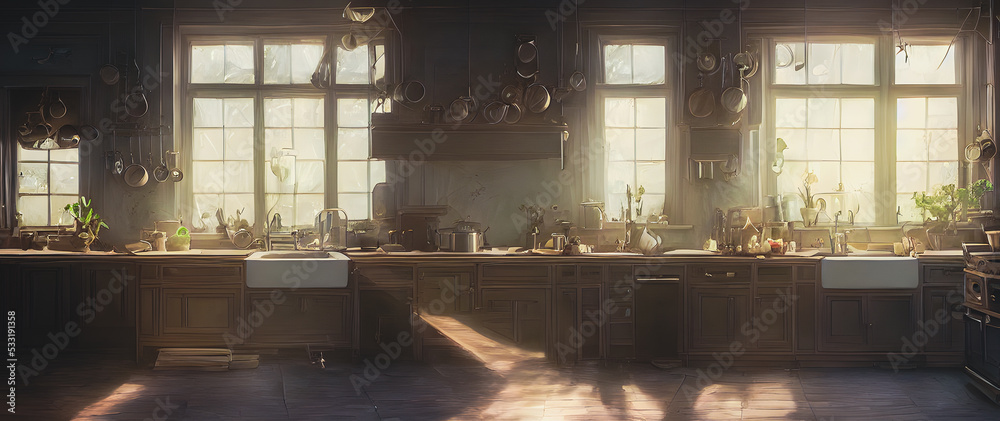Artistic concept painting of a beautiful kitchen interior, background ...