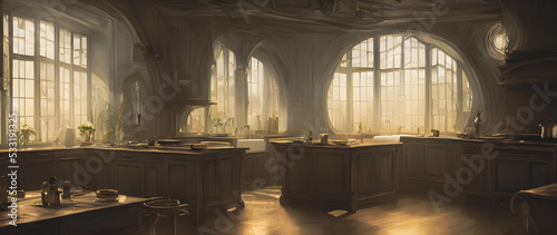 Artistic concept painting of a beautiful kitchen interior  background