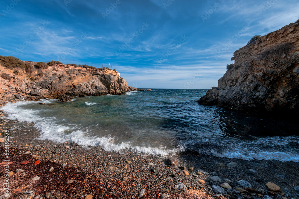 The cave of the Sea Lion and its cove on the island of Tabarca in the Spanish Mediterranean