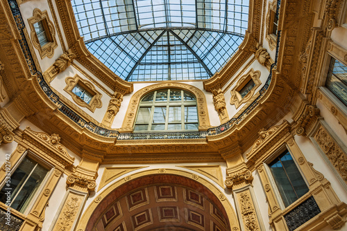 The Galleria Vittorio Emanuele II is one of the world's oldest shopping malls. It was designed by Giuseppe Mengoni and built between 1865 and 1877. Milan, Italy, 2019