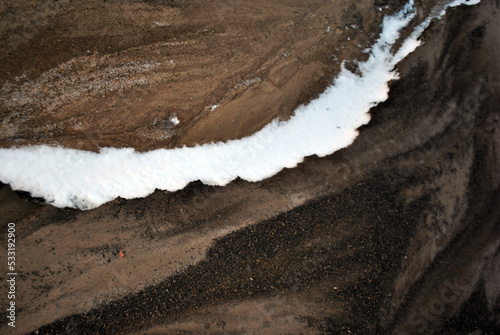Soil with snow close up detail, natural background texture detail