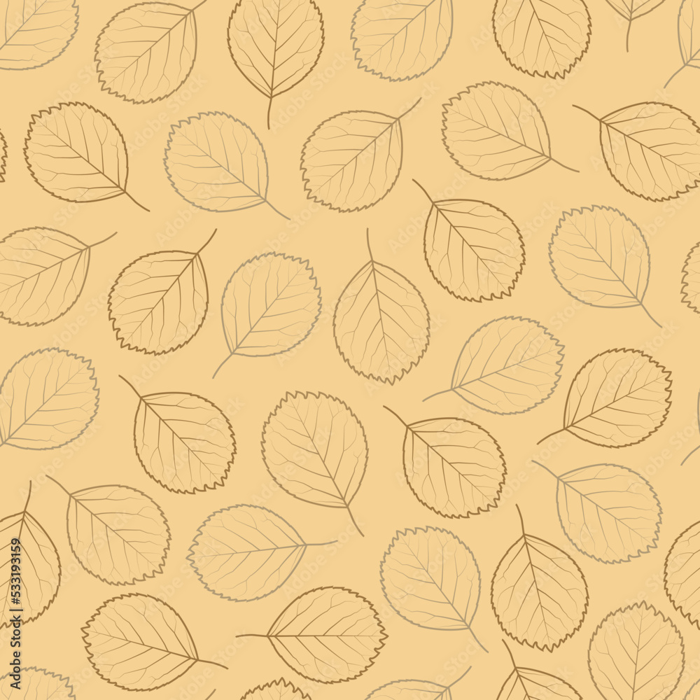 Stylish artistic vector foliage seamless pattern design of abstract leaf outlines. Elegant foliate repeat texture background for print and textile