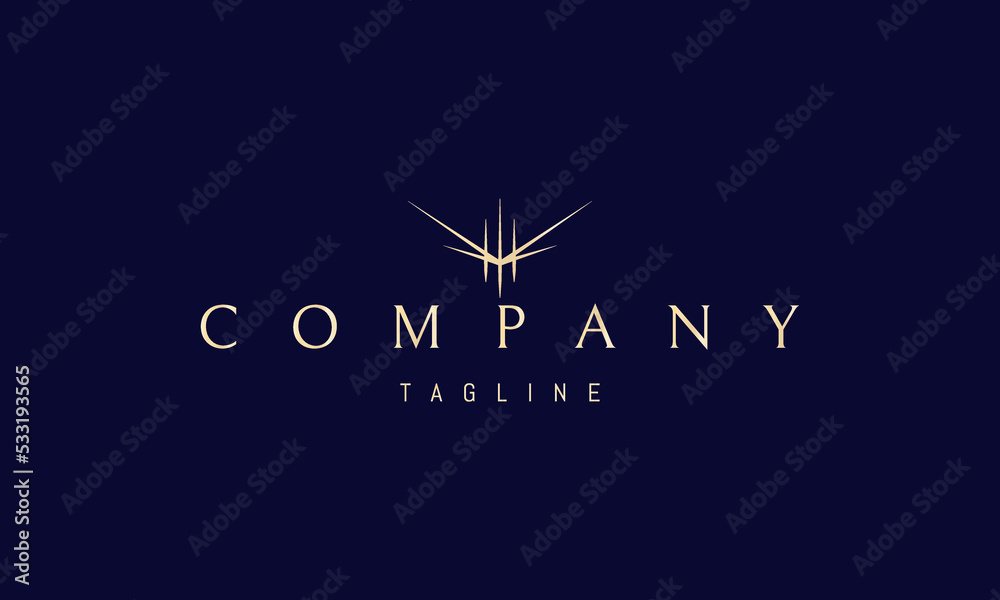 Vector golden logo on which an abstract image of a drone with sharp wings. Vector golden logo on which an abstract image of a drone with sharp wings.