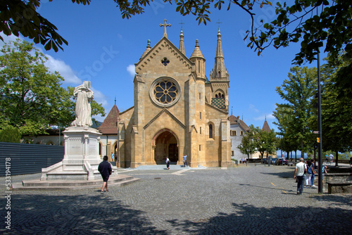 Collégiale church in Neuchatel, Switzerland photo