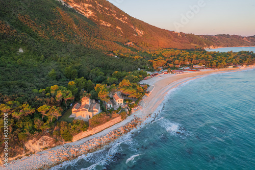 Aerial view of Italian coast in Portonovo