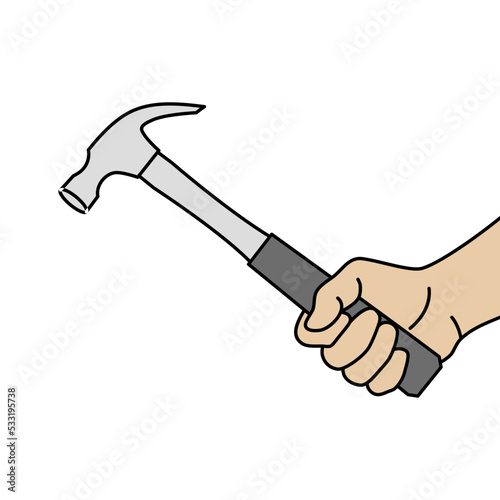 Hand holding hammer isolated design