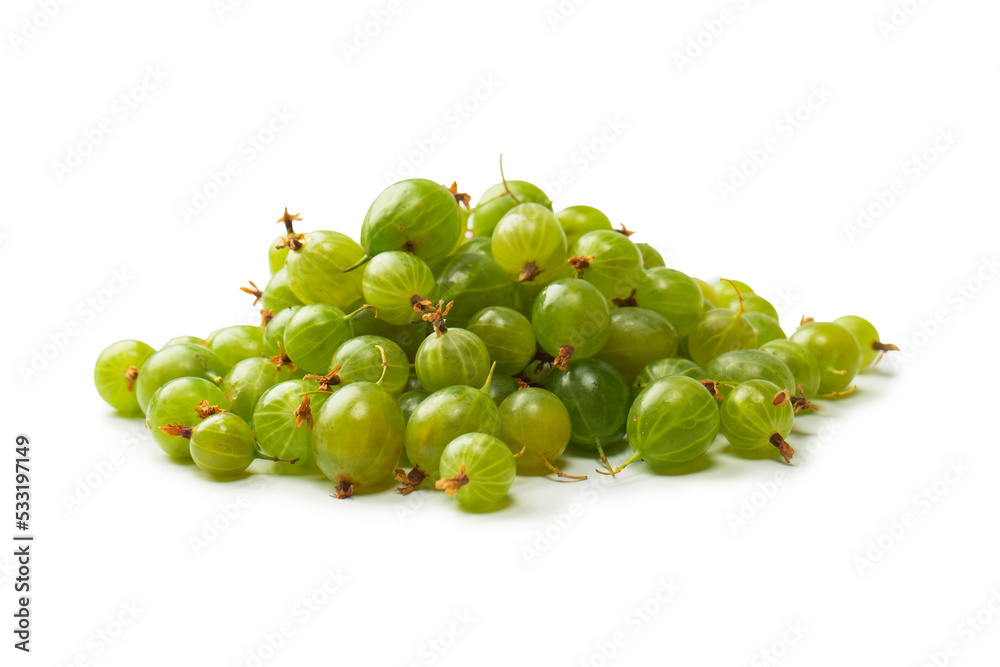 A group of gooseberries isolated on a white background. A group of gooseberries isolated on a white background.