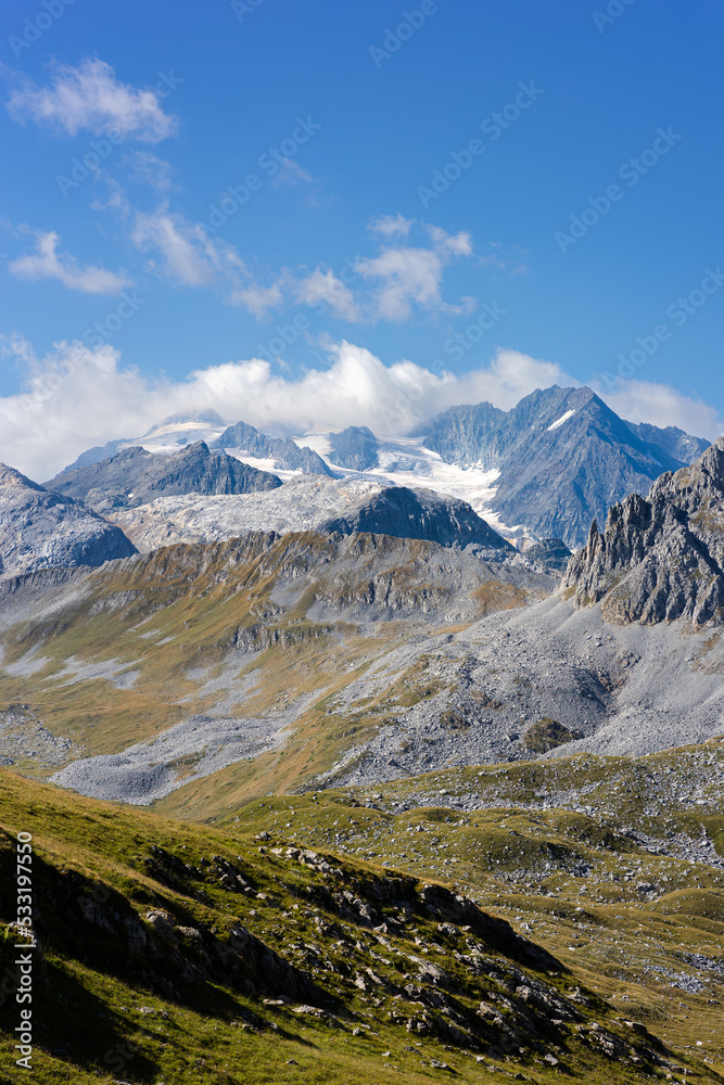 Vanoise Glacer, View from Courchevel. French Alps