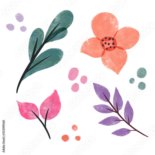 Watercolor floral flowers transparent background