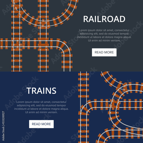 From above railroad with different padding on banner with multicolored background.