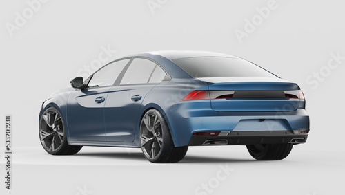 3D rendering of a brand-less generic concept car in studio environment