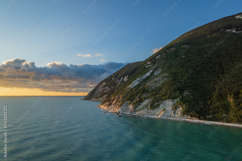 Fototapeta premium Aerial view of Italian coast in Portonovo