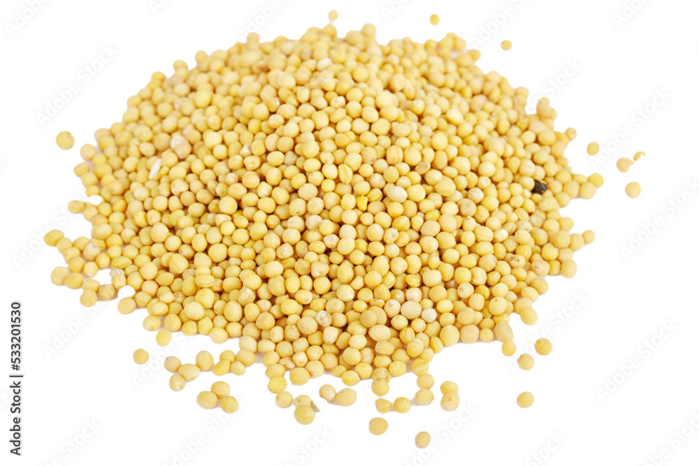 Mustard seeds isolated on white