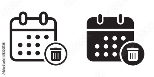 ofvs157 OutlineFilledVectorSign ofvs - calendar delete trashcan vector icon . isolated transparent . black outline and filled version . AI 10 / EPS 10 . g11496