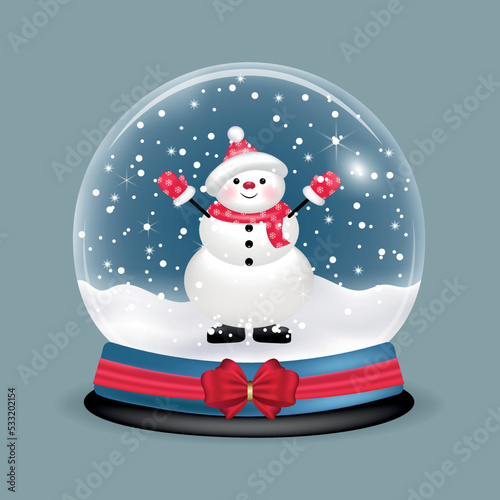 Christmas snow ball with snowman