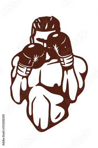 Silhouette of a muscular boxer - logo design