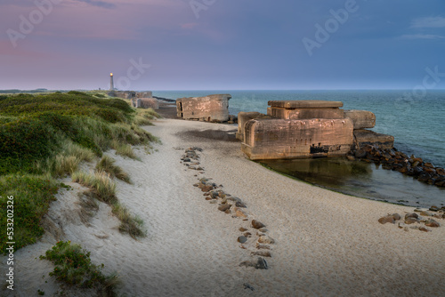Fototapeta Bunkers at the Beach of Skagen, Denmark