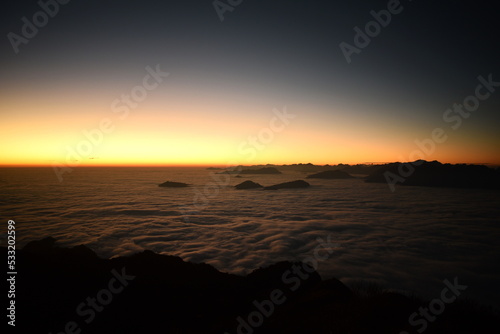 sunrise on the top of the mountain