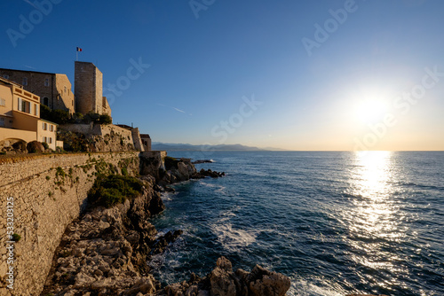 Landscape view on the old coastal village and fortification of Antibes on the french riviera in France © Rick Lohre