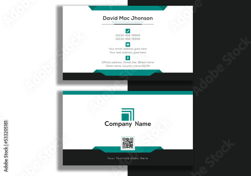 Horizontal syan blue ash black white abstract business card template design