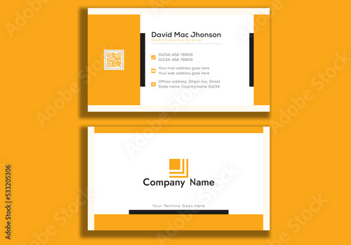 Horizontal yellow light dark black white abstract business card template design