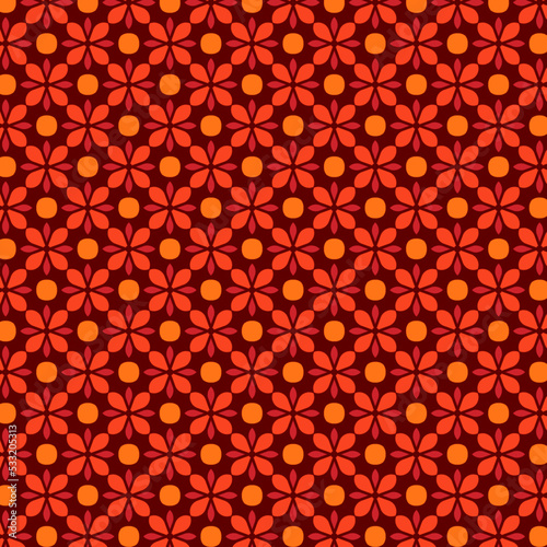 Red Orange Floral Luxury Texture Tiles Banner Fashion Clothes Wallpaper Background Textile Fabric Backdrop Carpet Wrapping Paper Interior Graphics Design Print Decorative Elements Geometrical Pattern