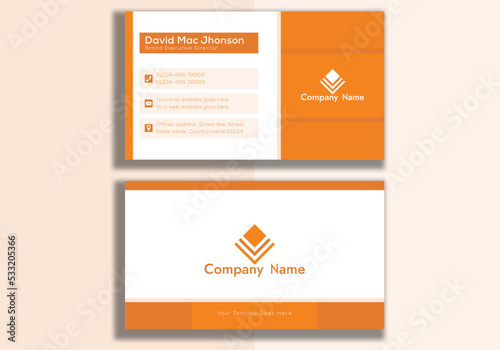 Horizontal yellow red brick white abstract business card template design