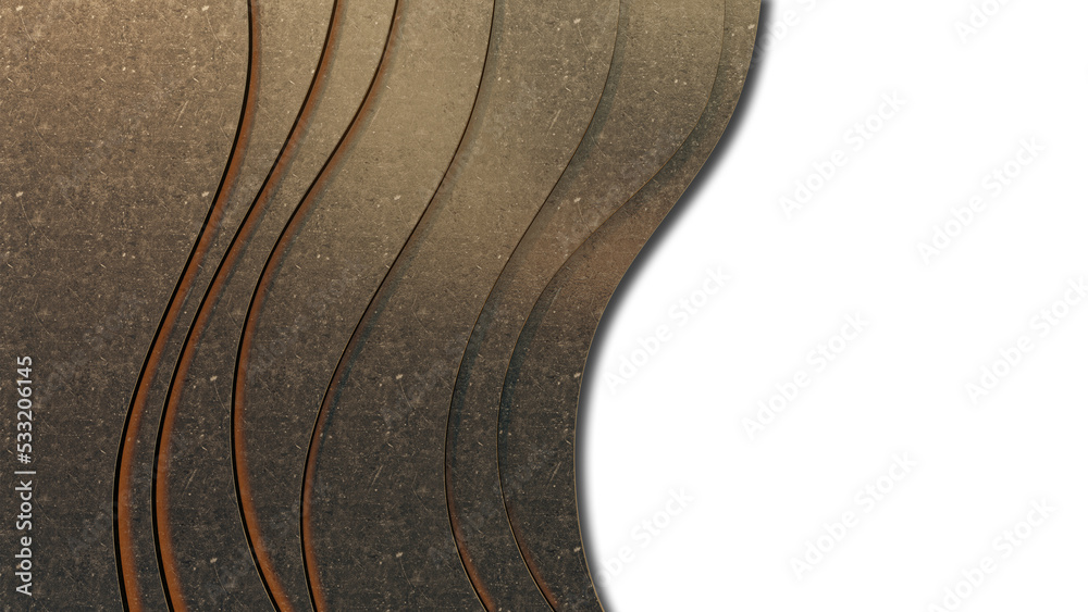 A 3d rendering image of many curved golden concrete wall. A 3d rendering image of many curved golden concrete wall.