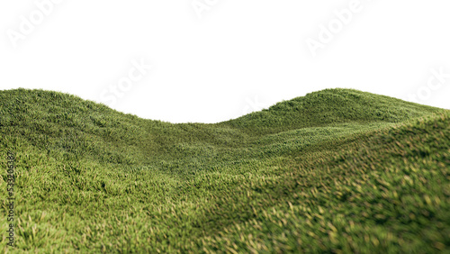 A 3d rendering image of grassed hill nature scenery photo
