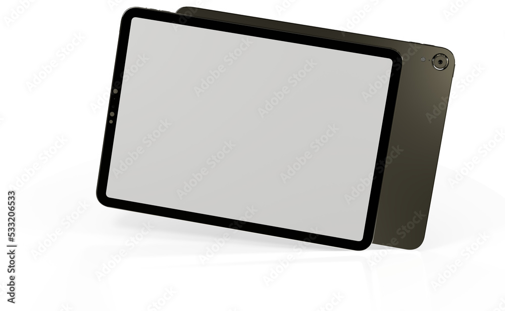 Photo 3D brandless tablet with empty screen isolated Photo 3D brandless tablet with empty screen isolated
