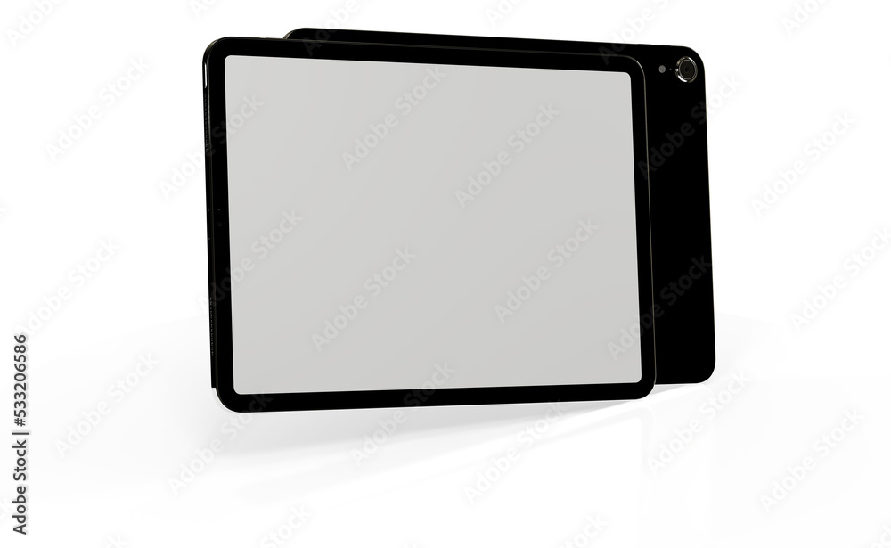 Modern tablet computer stand with blank screen isolated on white background Modern tablet computer stand with blank screen isolated on white background