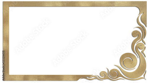 A 3d rendering image of Thai pattern frame on a white background