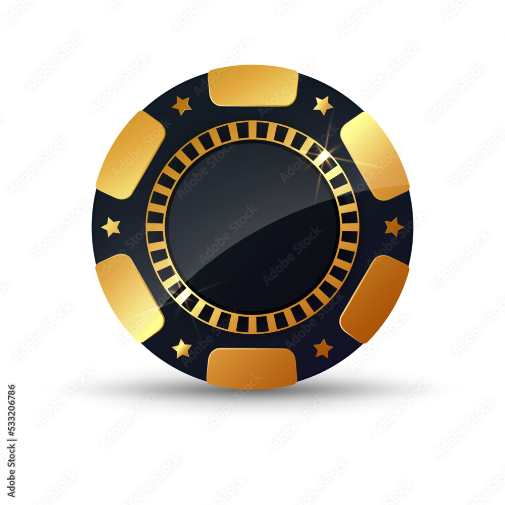 Realistic poker chip, golden chips Realistic poker chip, golden chips