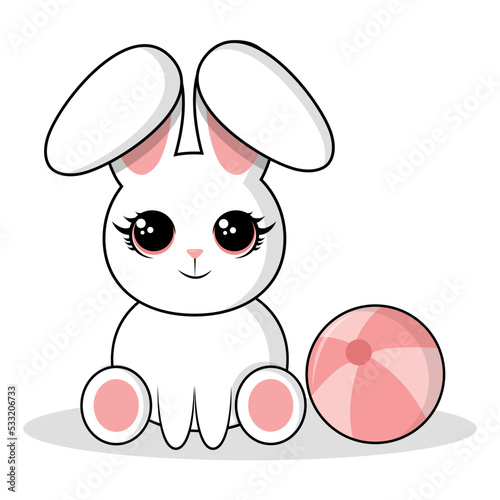 Cute bunny. Cute cartoon animal character design. Vector Illustration.