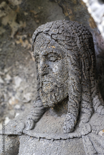 Historic Statue on the mystery old Prague Cemetery, Czech Republic