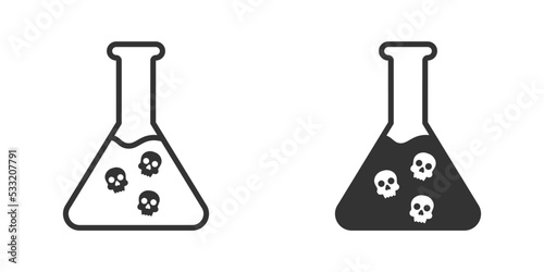 Quadro em tela Poison icon. Flask with skulls inside. Vector illustration.