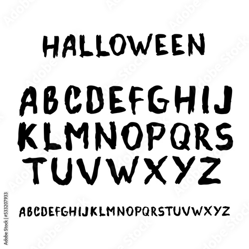 Handwritten brush font. Grunge style letters. Modern alphabet with brush painted lettering