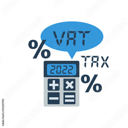 Vat concept. Added value. Tax check. Interest rate calculator. Vector illustration flat design. Isolated on white background.