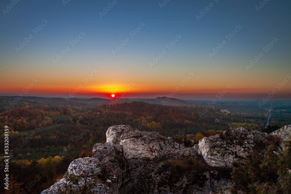 jesień zachód słońca jura krakowsko-częstochowska