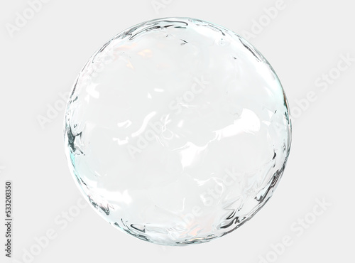 Ice ball isolated on white background with clipping path. Abstract sphere glossy geometric object for food and drink.