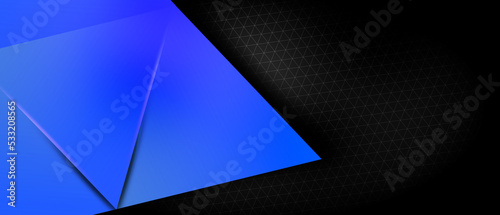Abstract blue geometric shape on black background 