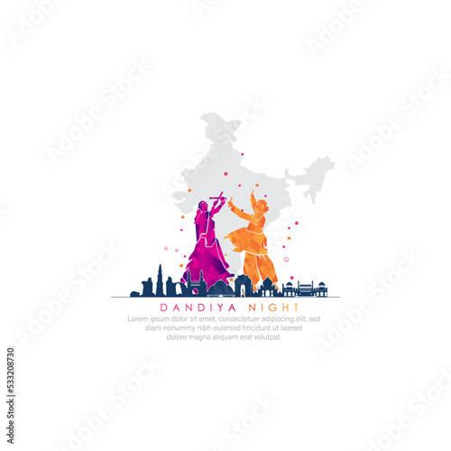 Abstract Dandiya night celebration on navratri.