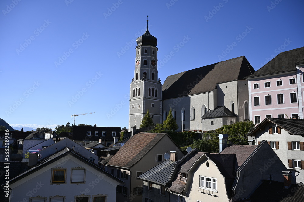 church, the old alpine town of Bludenz, municipality, austria