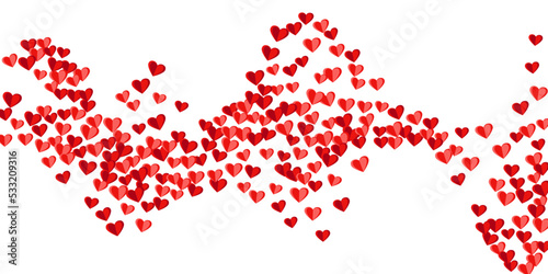 Paper 3D sweet heart symbols confetti vector background. Birthday surprise party decor. Present