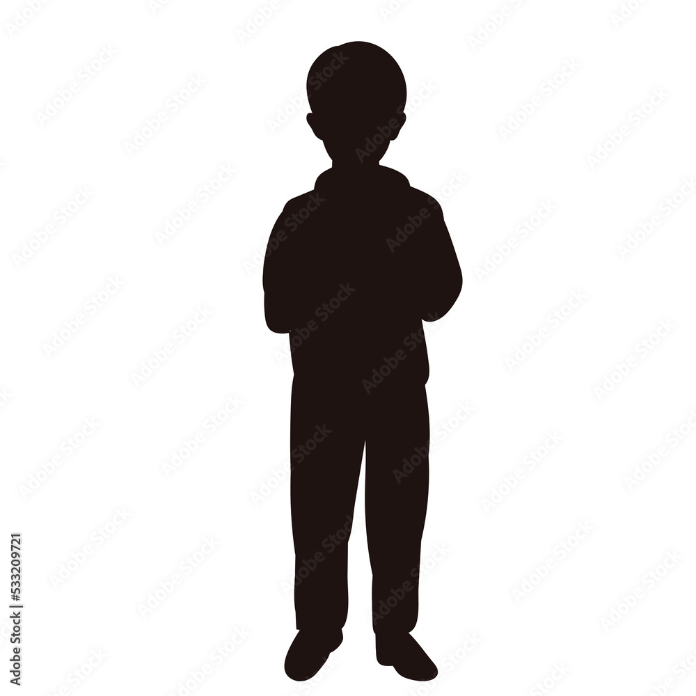boy silhouette on white background isolated