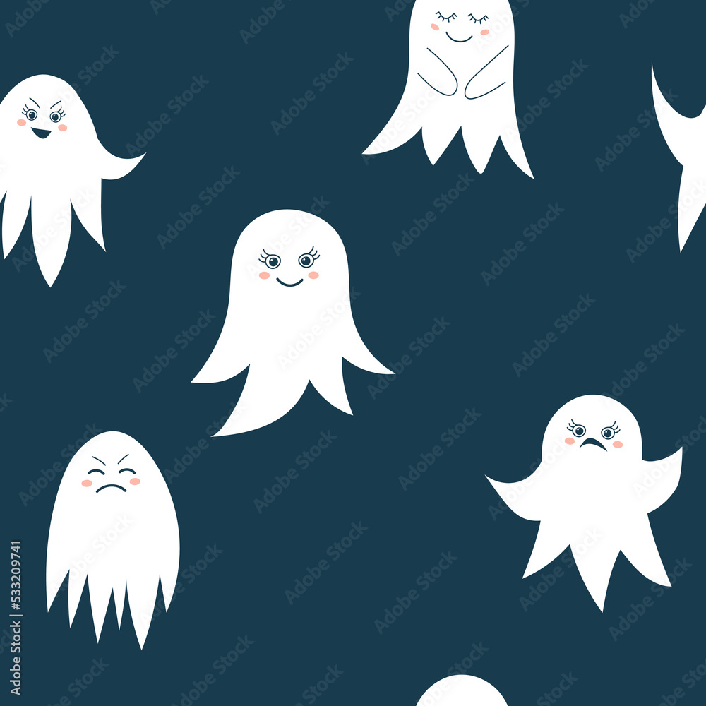 ghosts seamless background , flat style vector ghosts seamless background , flat style vector