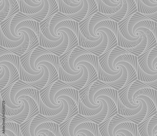 Seamless pattern of monochrome fractal curves. Fractals. Background of fractals. Background in shades of gray. Seamless pattern in shades of gray.