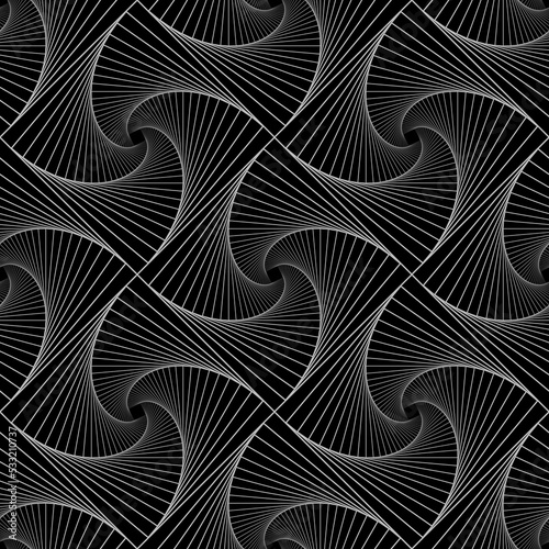 Seamless pattern of monochrome fractal curves. Fractals. Background of fractals. Background in shades of gray. Seamless pattern in shades of gray.