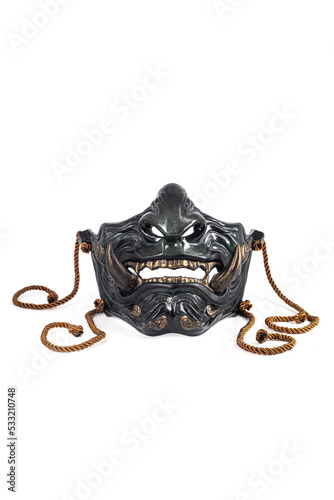 Isolated photos of Japanese traditional samurai masks